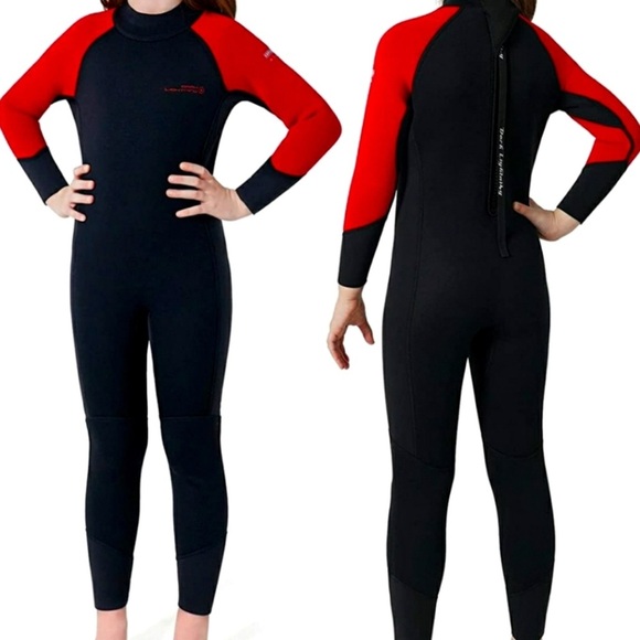 Kids Black and Red Dark Lightning Wetsuit size 6 - Picture 6 of 11